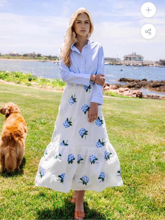 Kiel James Patrick Dresses & Skirts - Kiel James Patrick Hydrangea Embroidered Linen Skirt in White